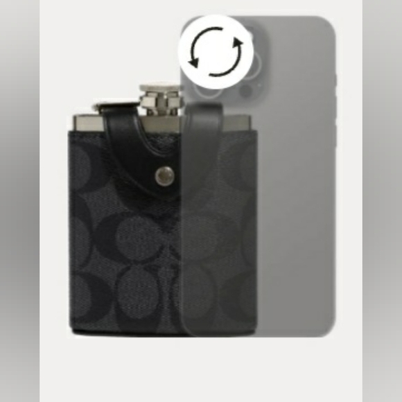 COACH NEW SIGNATURE LEATHER PRINT HIS & HER FLASK NEW IN BAG. - Picture 4 of 12